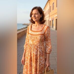 Michael Kors Nectarine Paisley Print Dress New With Tags Size Medium